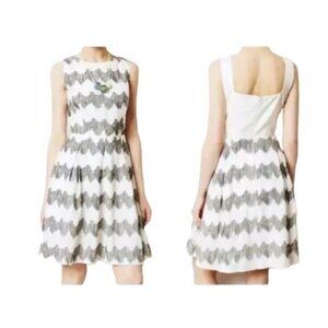 Anthropologie Cory Lynn Calter Frequence White Linen Blend Fit Flare Dress 0